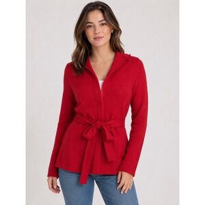 Cabi Red 100% Merino Wool Wrap Cardigan Sweater Tie Waist XS Women